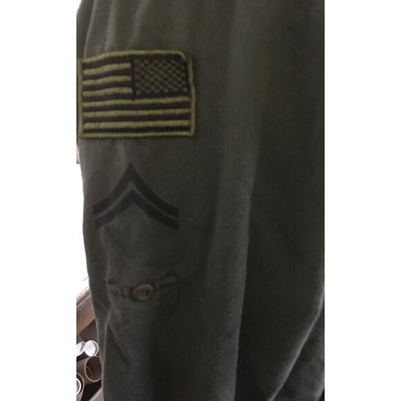 Mens Size Small Regular Hotlips Olive Green US Army Collared Long Sleeved Shirt - Picture 3 of 7